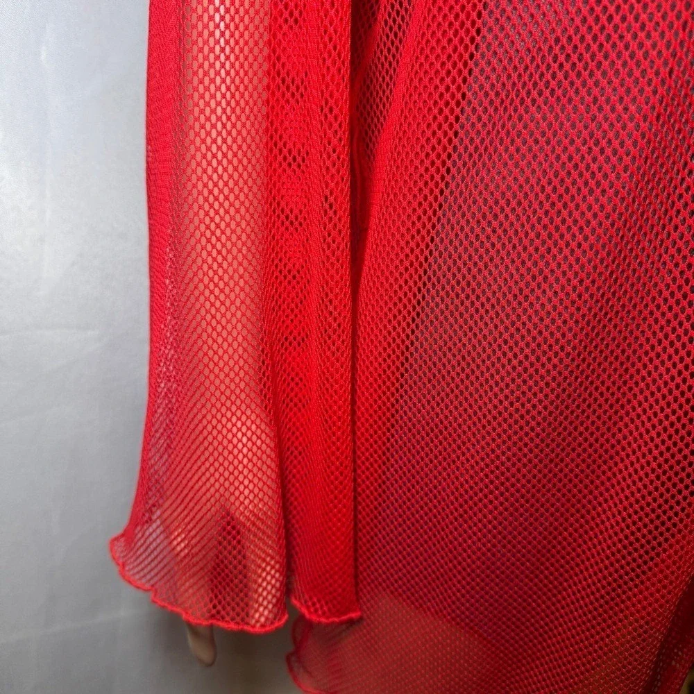 Savage X‎ Fenty Women's M/L Red Glossy Flossy Fishnet Robe Sexy Romantic